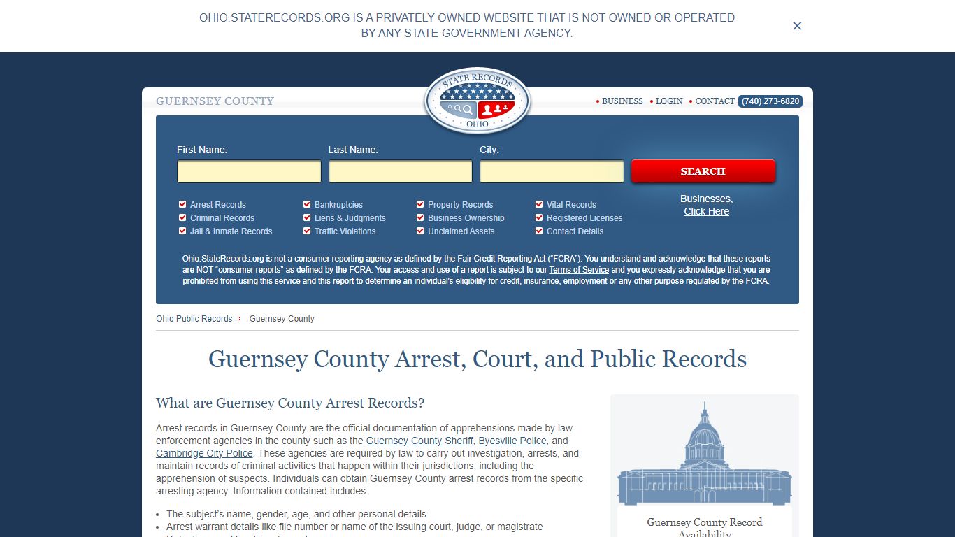 Guernsey County Arrest, Court, and Public Records